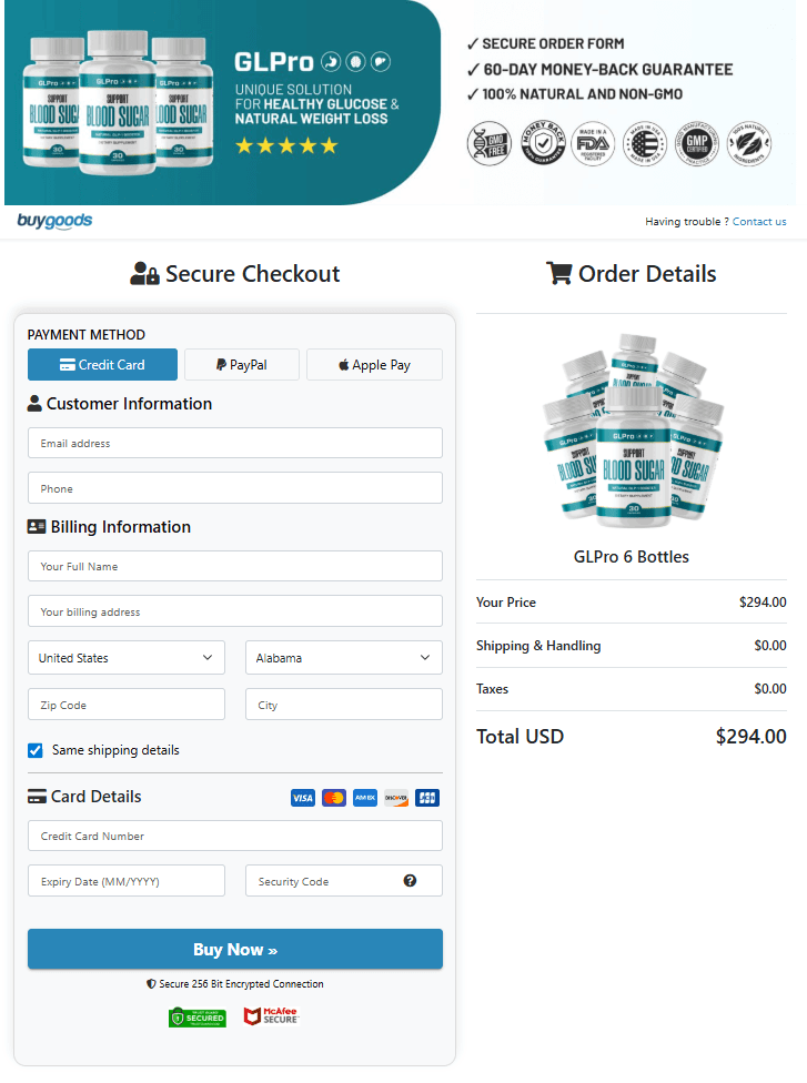 GLPro Full Page Billing Interface and Secure Order System